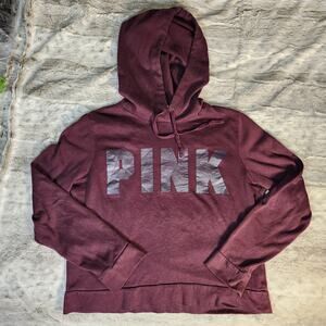 Victoria's Secret PINK Burgundy Red Lightweight Terry Pullover Hoodie Size L